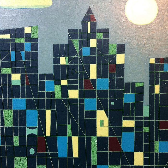Jeff Raglus, Be Bop Moon, acrylic on wood