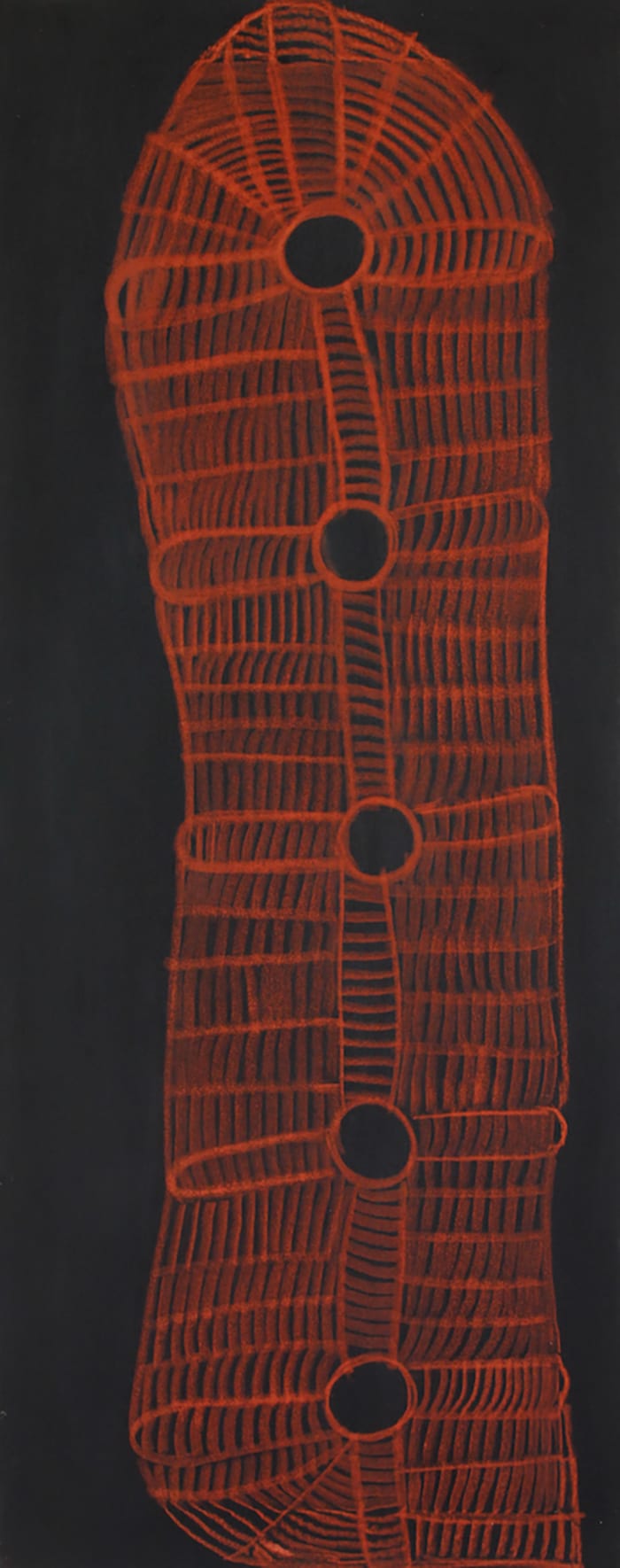 Doris Bush Nungarrayi, Papa Tjukurrpa – Nyumannu, 2015, pastel on linen, 152 x 61cm