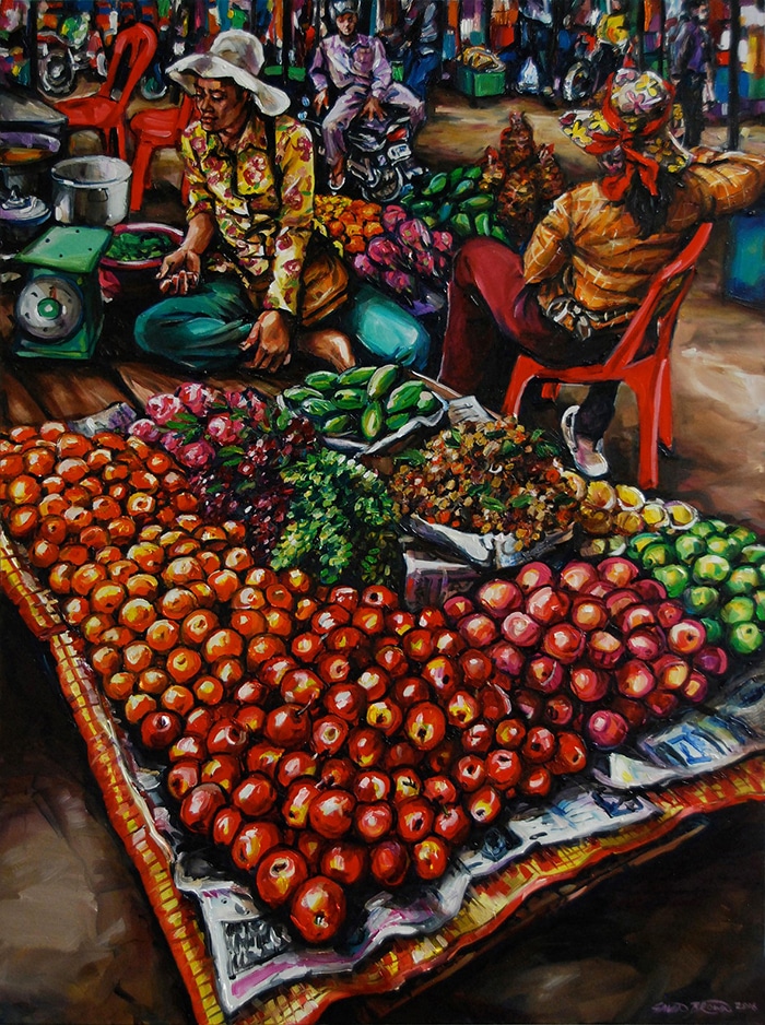 Gavin Brown, Fruit Stall, 2016, oil on canvas, 910 x 1520 mm