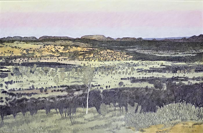 MacDonnell Ranges, Indian ink and oil on canvas, 168cm x 102cm, 2016
