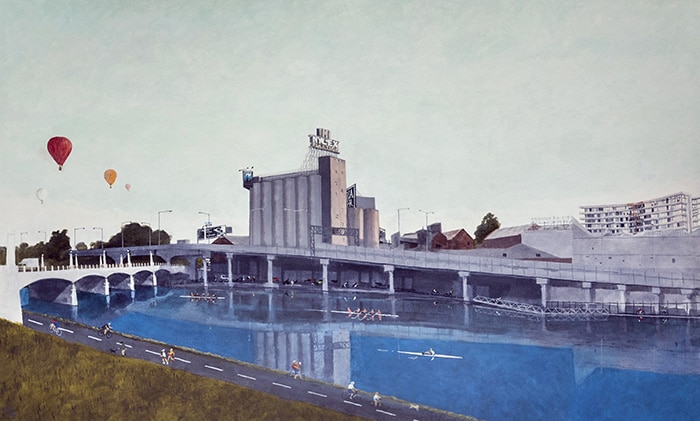 Nylex Plastic Morning, Oil on canvas, 168cm x 102cm, 2017